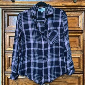 Cloth & Stone Purple Plaid Top
